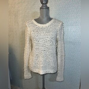 Free People Women's September Song Pullover Sweater Ivory (White)  M FUZZY
